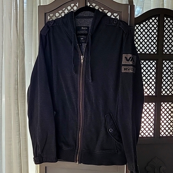 RVCA zip-up hoodie sweatshirt, charcoal, size medium - Picture 2 of 6